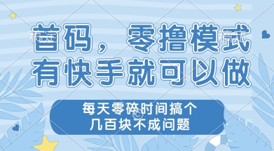 首码零撸项目，有快手就可以做，每天业务时间搞个几张不是问题【揭秘】-大鱼聊项目