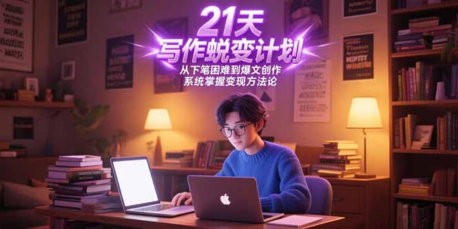 21天写作蜕变计划，从下笔困难到爆文创作，系统掌握变现方法论-大鱼聊项目