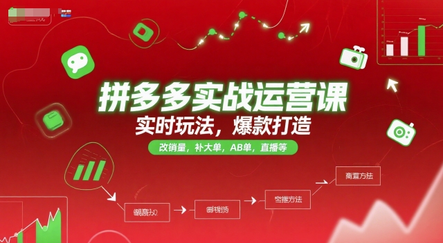 拼多多实战运营课，实时玩法，爆款打造，改销量，补大单，AB单，直播等(更新2025月)-大鱼聊项目