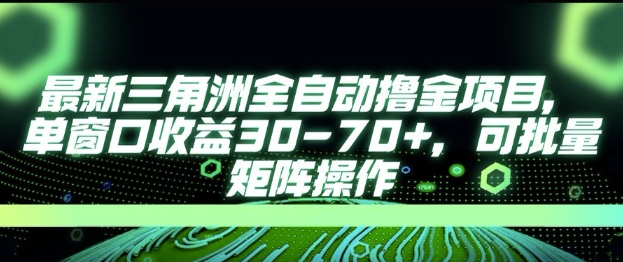 最新AI全自动游戏撸金项目，单窗口收益30-70+，可批量操作【揭秘】-大鱼聊项目