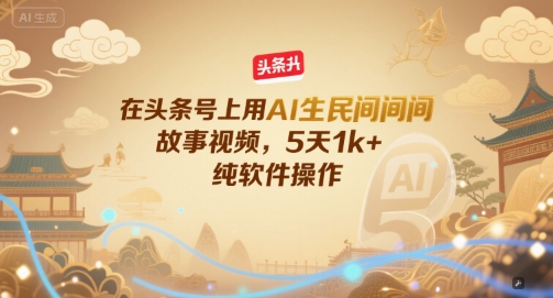 在头条号上用AI生民间故事视频，5天1k+，纯软件操作-大鱼聊项目