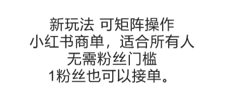 可矩阵操作，小红书商单新玩法，适合所有人，无需粉丝门槛，1粉丝也可以接单-大鱼聊项目
