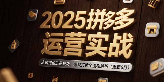 2025拼多多运营实战：店铺定位选品技巧，爆款打造全流程解析(更新6月-大鱼聊项目