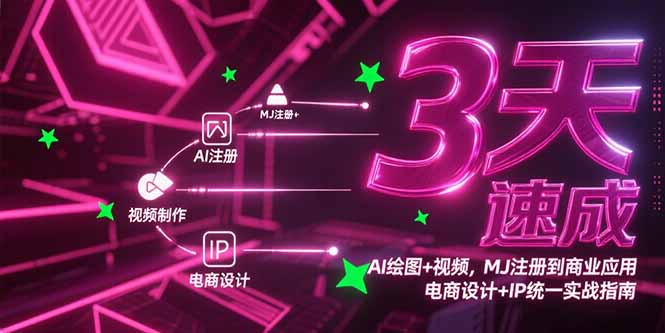 3天速成AI绘图+视频，MJ注册到商业应用，电商设计+IP统一实战指南-大鱼聊项目