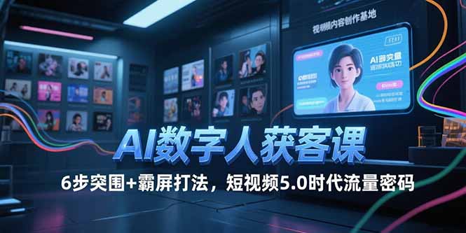 AI数字人获客课，6步突围+霸屏打法，短视频5.0时代流量密码-大鱼聊项目