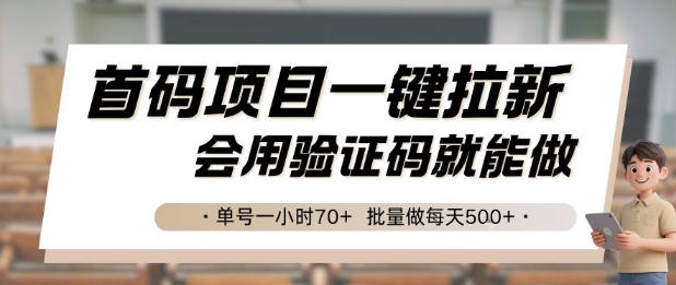 首码项目一键拉新，会用验证码就能做 单号一小时70+，批量做每天5张【揭秘】-大鱼聊项目