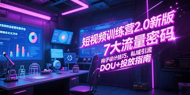 短视频训练营2.0新版，7大流量密码/钩子设计技巧/私域引流/DOU+投放指南-大鱼聊项目