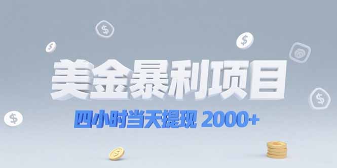 美金暴利项目，四小时当天提现 2000+机会留给会选赛道的人-大鱼聊项目