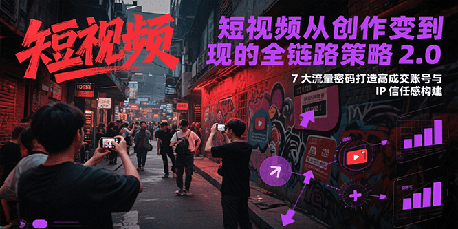 短视频从创作到变现的全链路策略2.0，7大流量密码构建IP信任感打造高成交账号-大鱼聊项目