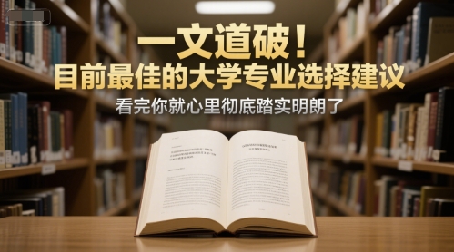 付费文章：一文道破！目前最佳的大学专业选择建议，看完你就心里彻底踏实明朗了-大鱼聊项目