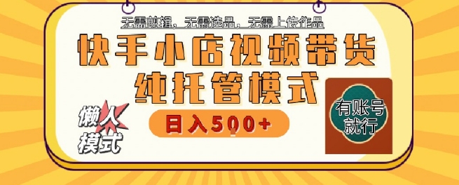 快手小店托管代运营，无需剪辑，无需选品，无需上传作品，全程无需操作，轻松月入5k+【揭秘】-大鱼聊项目