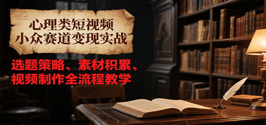 心理类短视频小众赛道变现实战，选题策略、素材积累、视频制作全流程教学-大鱼聊项目