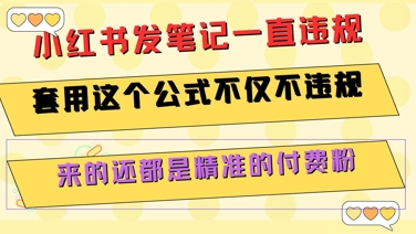 小红书发笔记一直违规，套用这个公式不仅不违规，来的还都是精准的付费粉-大鱼聊项目