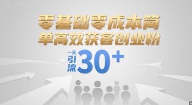 零基础零成本简单高效获客创业粉，一天引流30+-大鱼聊项目