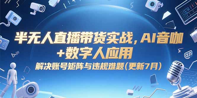 半无人直播带货实战，AI音咖+数字人应用 解决账号矩阵与违规难题(更新7月-大鱼聊项目