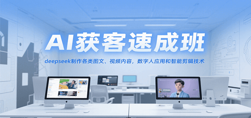 AI获客速成班，deepseek制作各类图文、视频内容，数字人应用和智能剪辑技术-大鱼聊项目