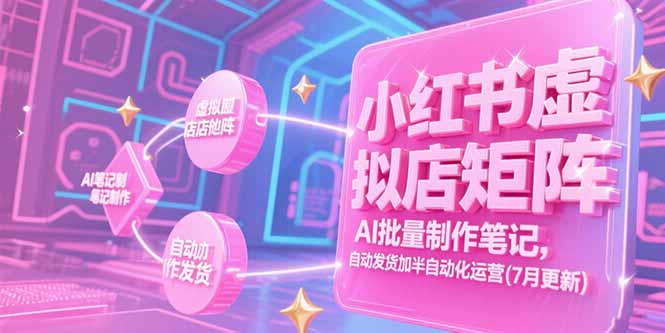 小红书虚拟店矩阵，AI批量制作笔记，自动发货加半自动化运营(7月更新-大鱼聊项目