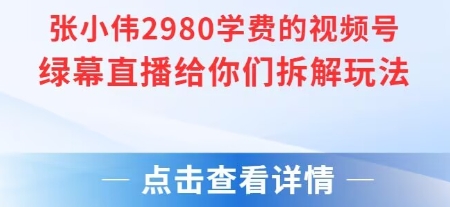 张小伟2980付费额视频号绿幕直播给你们拆解玩法-大鱼聊项目