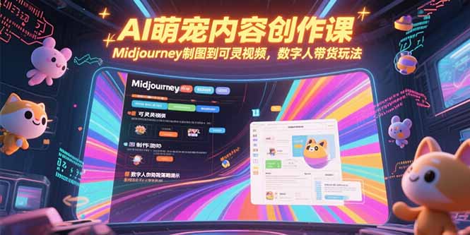 AI萌宠内容创作课，Midjourney制图到可灵视频，数字人带货玩法-大鱼聊项目
