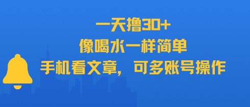 一天撸30+，像喝水一样简单，手机看文章，可多账号操作-大鱼聊项目