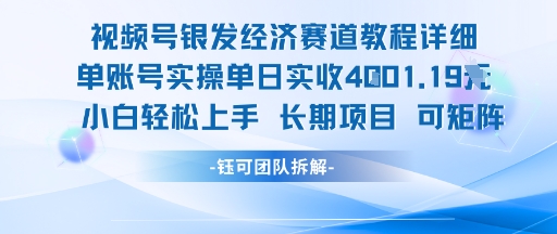 视频号银发经济赛道单账号实操单日实收1k+，小白轻松上手长期项目-大鱼聊项目