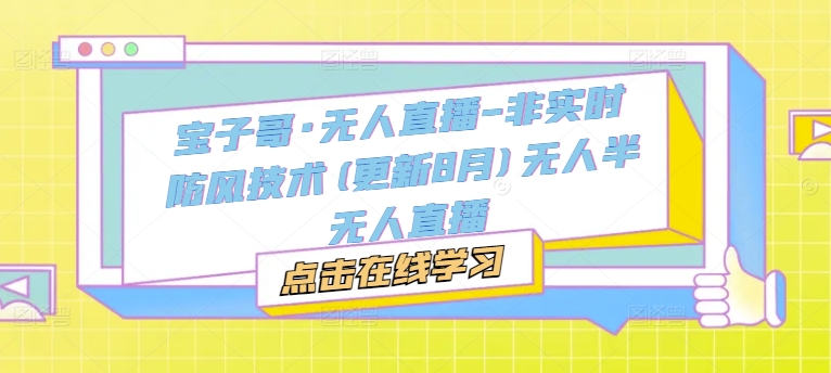 宝子哥·无人直播-非实时防风技术(更新25年7月)无人半无人直播-大鱼聊项目