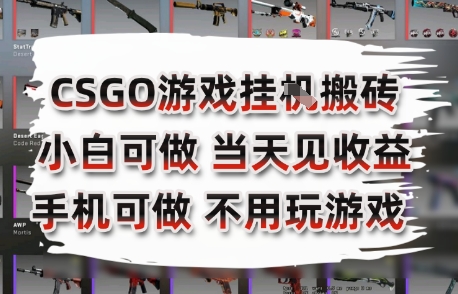 CSGO游戏挂G搬砖，小白纯手机即可操作，不用电脑打游戏，日入3张+，副业网创项目【揭秘】-大鱼聊项目
