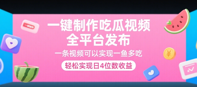 一键制作吃瓜视频，全平台发布，一条视频可以实现一鱼多吃，轻松实现日4位数收益【揭秘】-大鱼聊项目