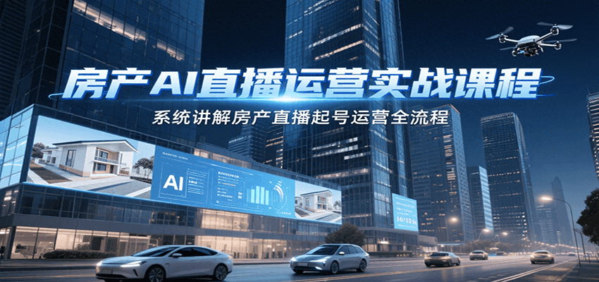 房产AI直播运营实战课程，系统讲解房产直播起号运营全流程-大鱼聊项目