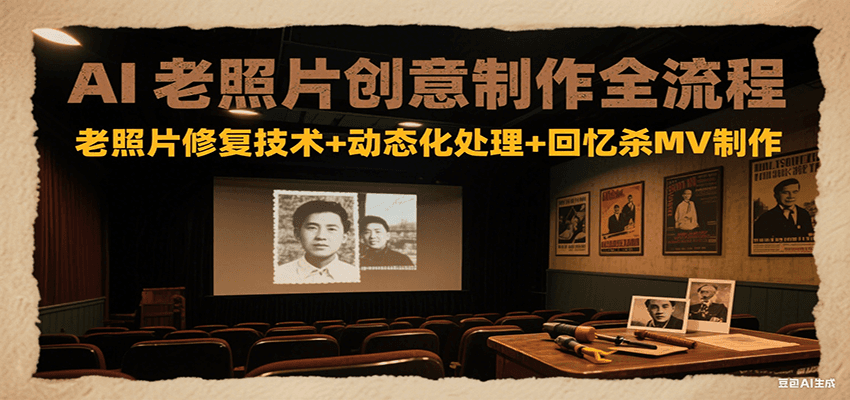 AI老照片创意制作全流程：老照片修复技术+动态化处理+回忆杀MV制作-大鱼聊项目