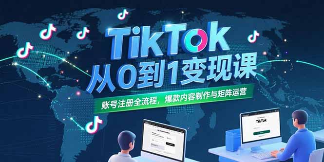 TikTok从0到1变现课，账号注册全流程，爆款内容制作与矩阵运营-大鱼聊项目