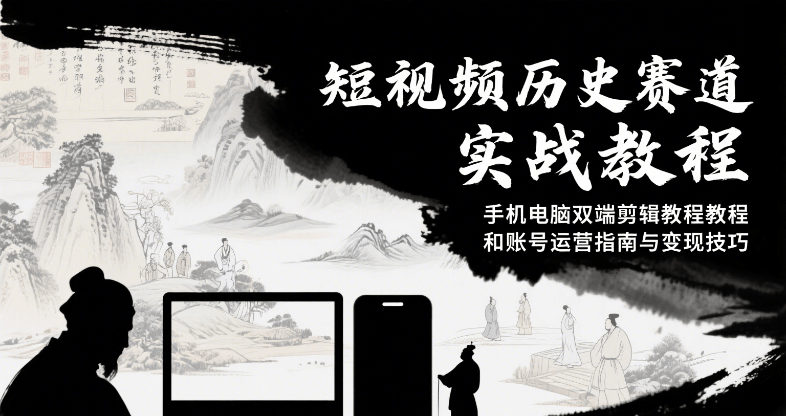 短视频历史赛道实战教程，手机电脑双端剪辑教程和账号运营指南与变现技巧-大鱼聊项目