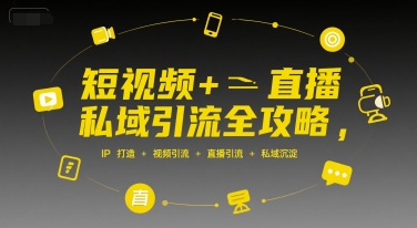 短视频+直播私域引流全攻略，IP打造 +视频引流 +直播引流 +私域沉淀-大鱼聊项目