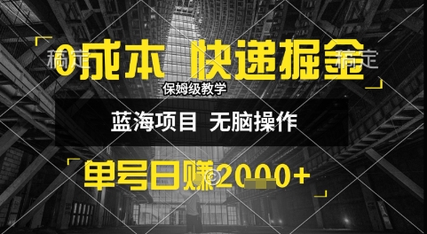 0成本快递掘金玩法，日入1k+，小白30分钟上手，收益嘎嘎猛【揭秘】-大鱼聊项目