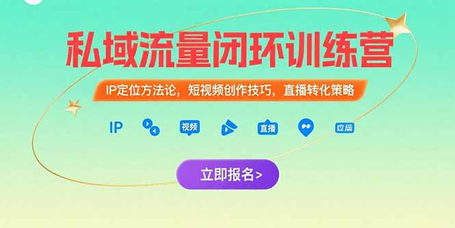私域流量闭环训练营：IP定位方法论，短视频创作技巧，直播转化策略-大鱼聊项目