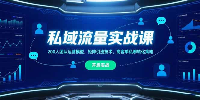 私域流量实战课，200人团队运营模型，矩阵引流技术，高客单私聊转化策略-大鱼聊项目