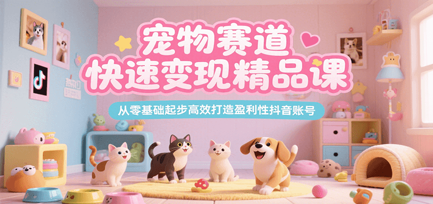 宠物赛道快速变现精品课，从零基础起步高效打造盈利性抖音账号-大鱼聊项目
