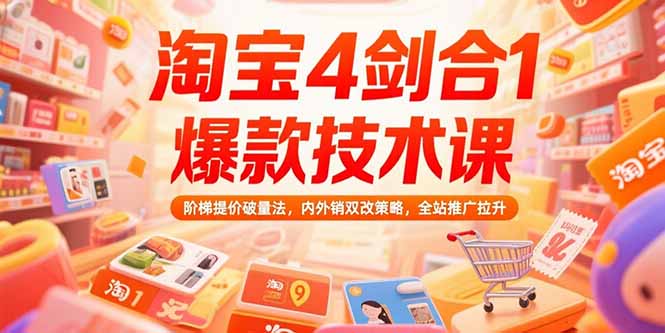 淘宝4剑合1爆款技术课73期：阶梯提价破量法，内外销双改策略 全站推广拉升-大鱼聊项目