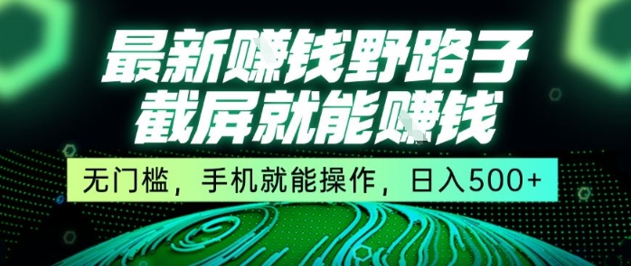 最新野路子截屏就能挣钱，无门槛，手机就能操作，日入5张【揭秘】-大鱼聊项目