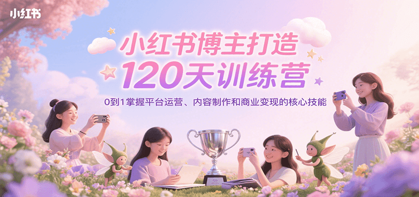小红书博主打造120天训练营，0到1掌握平台运营、内容制作和商业变现-大鱼聊项目