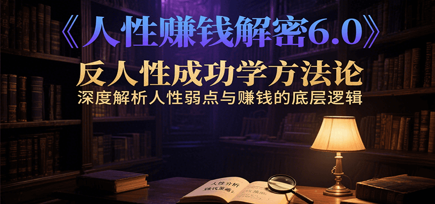人性赚钱解密6.0，反人性成功学方法论，深度解析人性弱点与赚钱的底层逻辑-大鱼聊项目