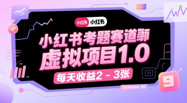 小红书考题赛道虚拟项目1.0，项目操作简单，每天收益2-3张-大鱼聊项目