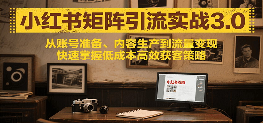 小红书矩阵引流3.0，从账号准备、内容生产到流量变现，快速掌握低成本高效获客策略-大鱼聊项目