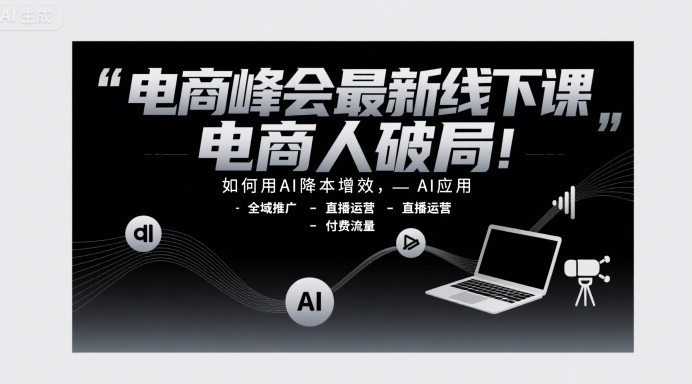 电商峰会最新线下课，电商人破局，如何用AI降本增效，AI应用-全域推广-直播运营-付费流量-大鱼聊项目