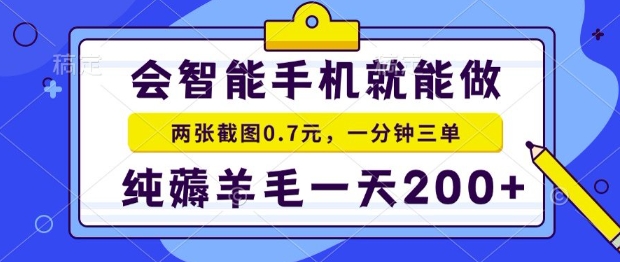 2025年零撸手机项目，二十秒一单，纯薅羊毛，一天200+做就有【揭秘】-大鱼聊项目
