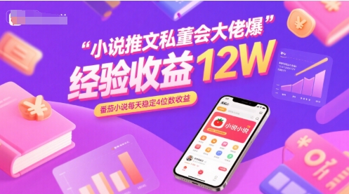 小说推文私董会大佬爆单经验分享收益12W，番茄小说每天稳定4位数收益-大鱼聊项目