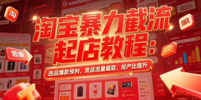 淘宝暴力截流起店教程：选品爆款预判，竞品流量截取，投产比提升-大鱼聊项目