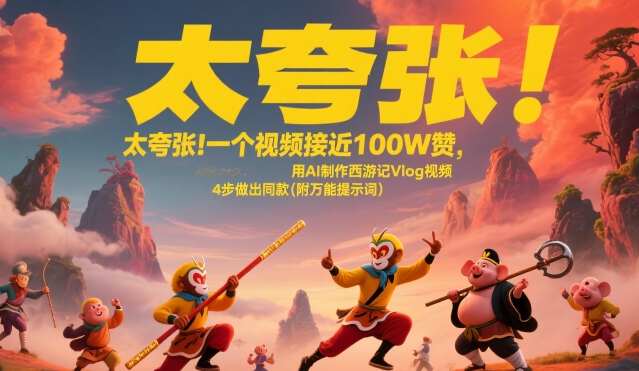 太夸张！一个视频接近100W赞，用AI制作西游记Vlog视频，全流程拆解来了(附万能提示词)-大鱼聊项目