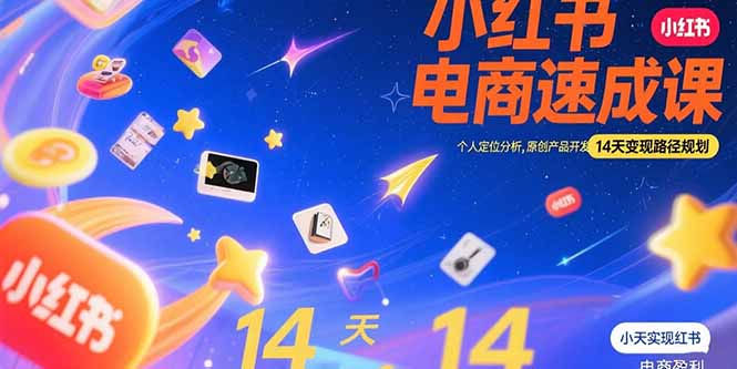 小红书虚拟电商速成课：个人定位分析，原创产品开发，14天变现路径规划-大鱼聊项目