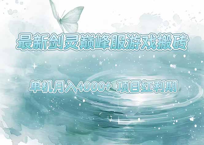 最新剑灵巅峰服游戏搬砖，项目红利期，单机稳定4000+操作简单好上手-大鱼聊项目